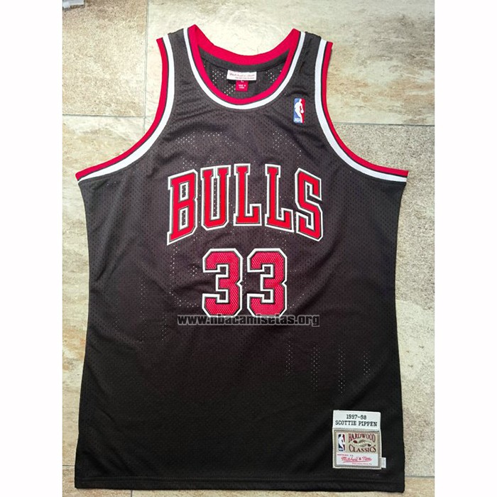 Camiseta Chicago Bulls Scottie Pippen NO 33 Mitchell & Ness 1997-98 Negro